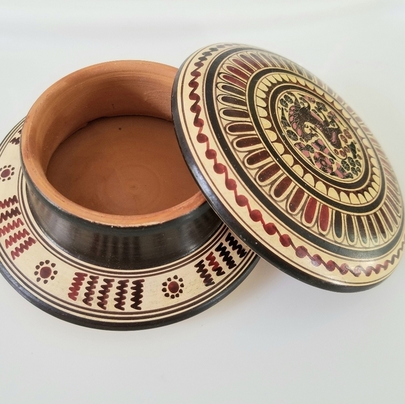 Vintage Handpainted Corinthian Pyxis 600 BC Pottery, copy - Picture 1 of 7